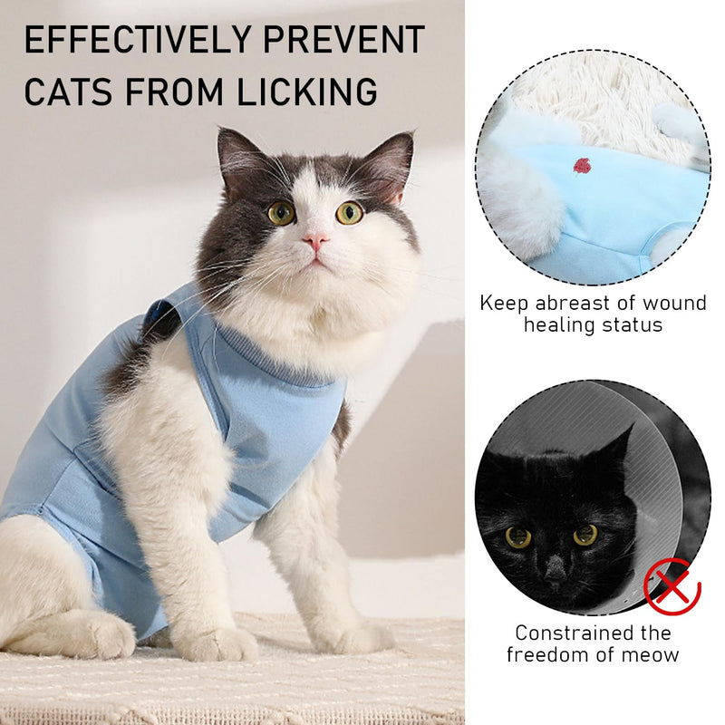 2 Pieces Cat Rehabilitation Clothes, Postoperative Recovery Clothes, Anti-Scratch and Anti-Leak Protection, Soft Cat Clothes, Wound Protection Clothes, Cat Vest, Pet Pajamas (Pink, Blue) - PawsPlanet Australia