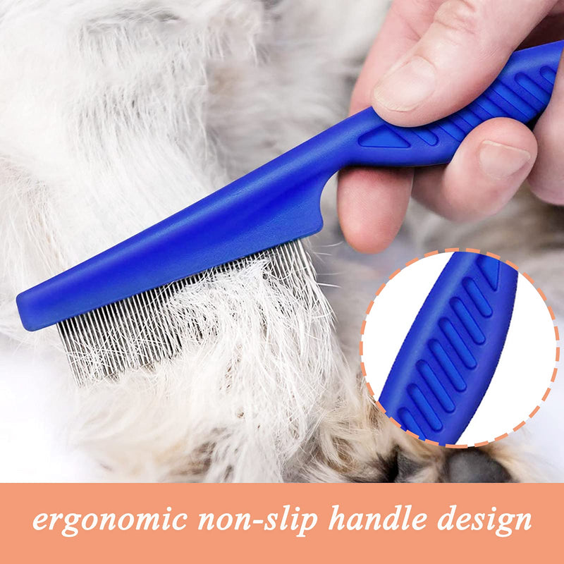 Flea Comb for Cat Dog, Stainless Steel Fine Tooth Flea Lice Tear Stain Remover Comb, Long Handle Pet Grooming Tool, 18cm - PawsPlanet Australia