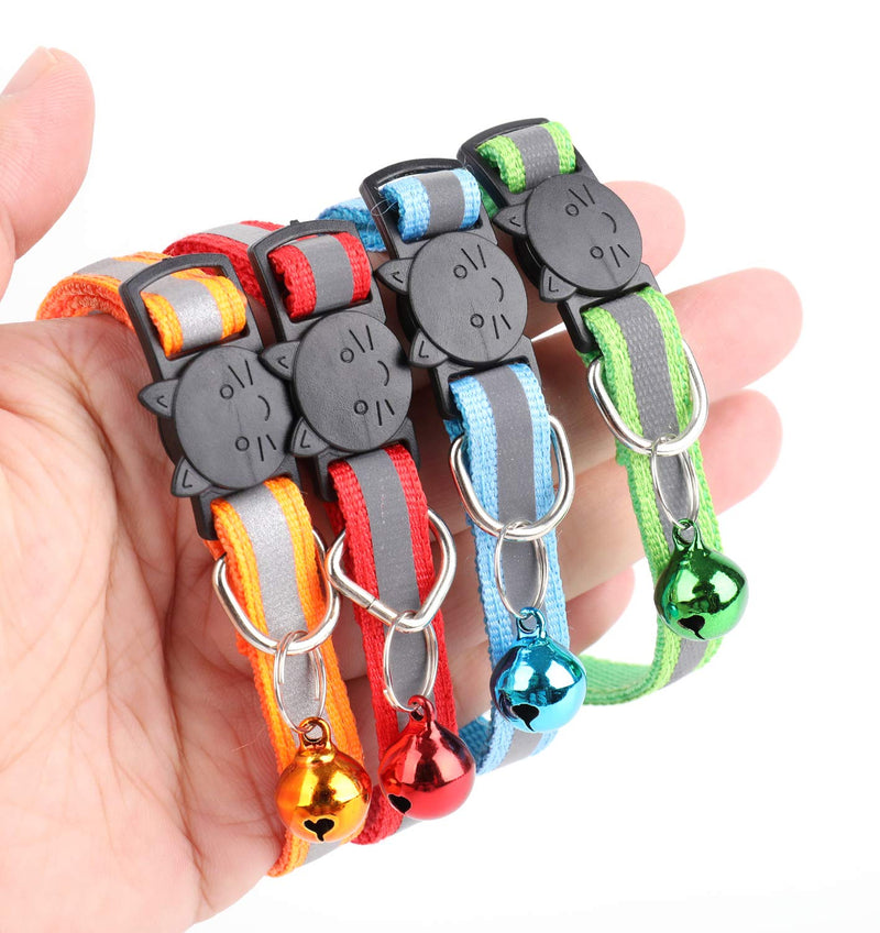 Yesland 12 Pcs Cat Collar with Bell, Reflective & Adjustable Breakaway Mixed Colors Safe Nylon Collars for Cats or Small Dogs - PawsPlanet Australia