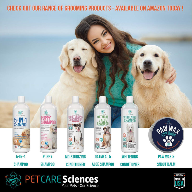 [Australia] - PET CARE Sciences Dog Shampoo, Naturally Derived Dog and Puppy Shampoo and Conditioner, 5 in 1 Formula with Coconut, Aloe and Oatmeal, Tear Free Dog Shampoo for Sensitive Skin, Made in The USA 16 Fl Oz 