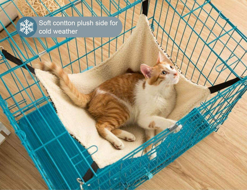 [Australia] - Pet cage hammock, pet hammock, pet cat hammock, soft plush pet bed, suitable for ferret cotton hammock, guinea pig, hamster, gerbil, cat cage and other small pets (large size&leopard pattern) 