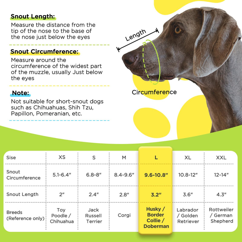 BONTHEE muzzle for dogs, dog muzzle, soft dog muzzle for small, medium dogs with breathable mesh, adjustable loop prevents biting, chewing and barking for poisoned bait L - PawsPlanet Australia