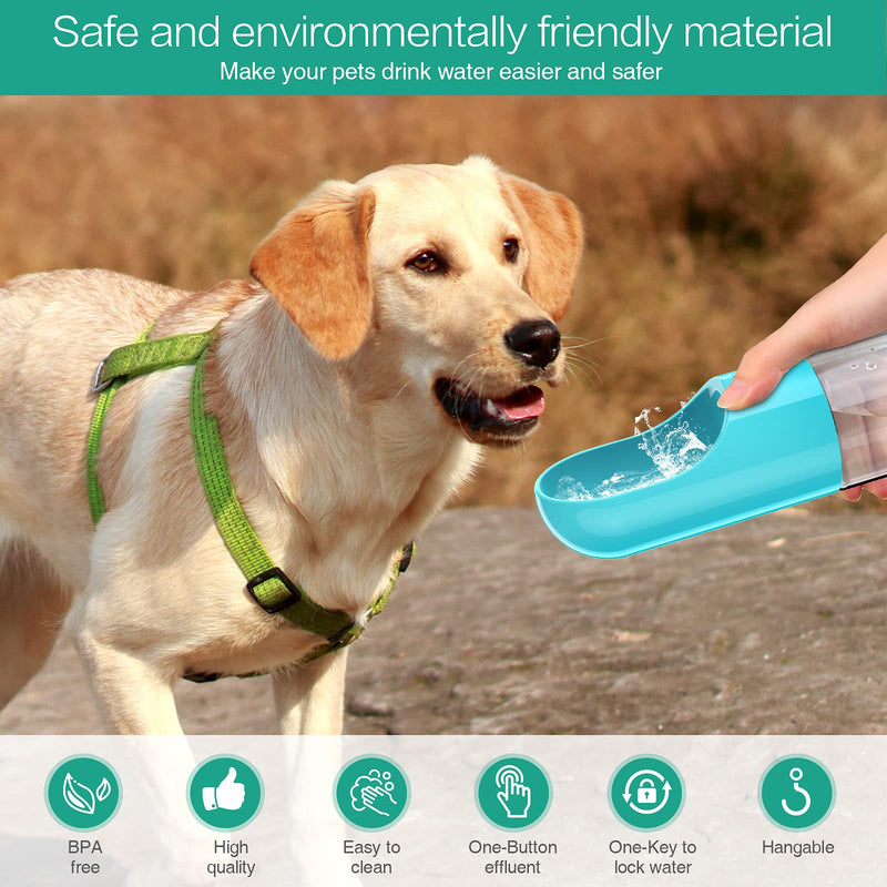 ORIA Dog Water Bottle, Portable Pet Water Bottle, 20 Oz Leaf Water Feeder Container with Dog Waste Bags Dispenser, Drinking Cup Bowl, Made of Food-Grade Silicone for Travel, Walking, Outdoor Hiking Silicone+PET Plastic - PawsPlanet Australia