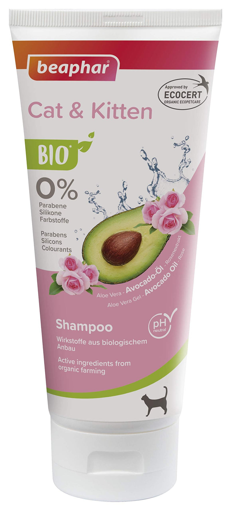 beaphar Bio Shampoo Cat & Kitten, enriched with avocado oil and rose extract from organic farming, 200 ml, white cats - PawsPlanet Australia