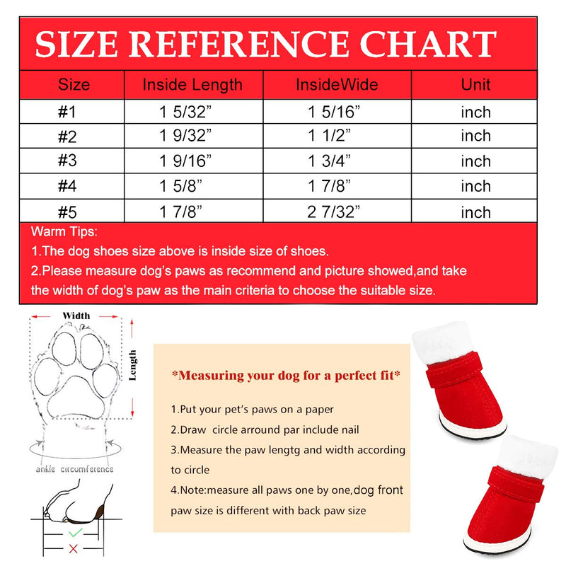 Riccioofy Dog Shoes,Puppy Boots for Teddy Poodle Chihuahua Cat Puppy Dog with Adjustable Straps Anti-Slip Sole Paw Protector 4 Pack #2 (L*W=1-9/32" * 1-1/2") Red - PawsPlanet Australia