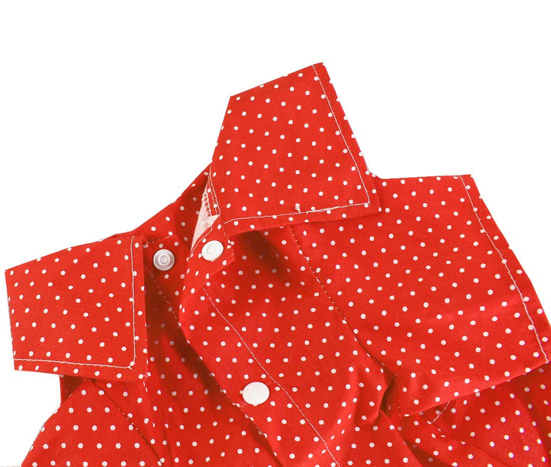 [Australia] - HOODDEAL Red Dog Shirt Polka dot Soft Casual Gentle Dog Western Shirt Dog Clothes Dog Cotton Shirt + Dog Wedding Tie Small 