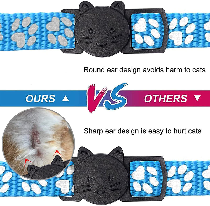 Cat collar, cat collar with name address, cat collar with safety clasp and bell, reflective collar cat adjustable (12 pieces + 2 ID tag) - PawsPlanet Australia