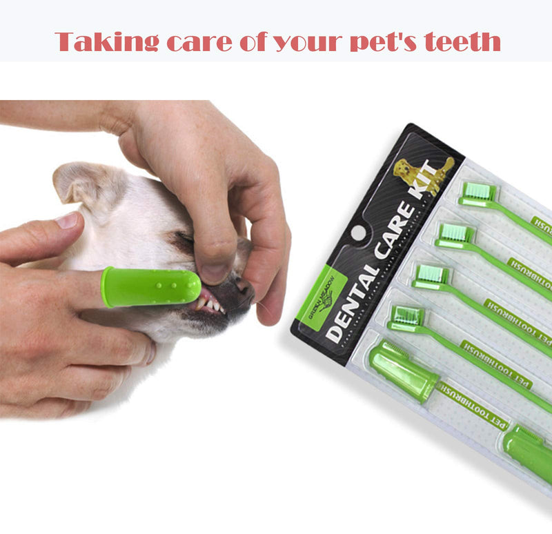 ZIOYCKL 3-Sided Dog Toothbrush Set,Care Dog/Cat Cleaning Mouth,Finger Brush/Toothbrush Set,Removing Bad Breath Tartar Cleaning Mouth Pet Dental Small Dogs - PawsPlanet Australia