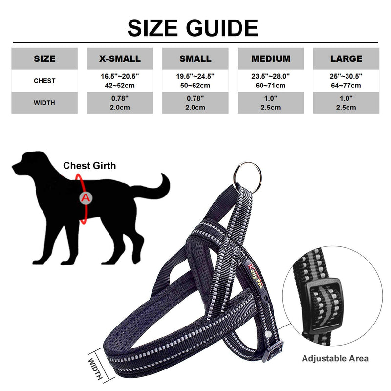 Fas Plus Dog Harness No Pull Easy Padded Pet Harness with Adjustable Botton Front Clip Reflective Puppy Harnesses for Small Medium Large Dogs XS Black - PawsPlanet Australia