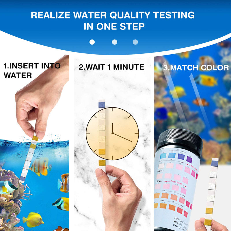 Aquarium Test Strips, Fish Tank/Freshwater/Saltwater/Pond Testing Kit for Variety of Water Parameters, Aquarium Test Kit Test Hardness, Carbonate, Nitrate, Nitrite, pH & More 100 strips - PawsPlanet Australia