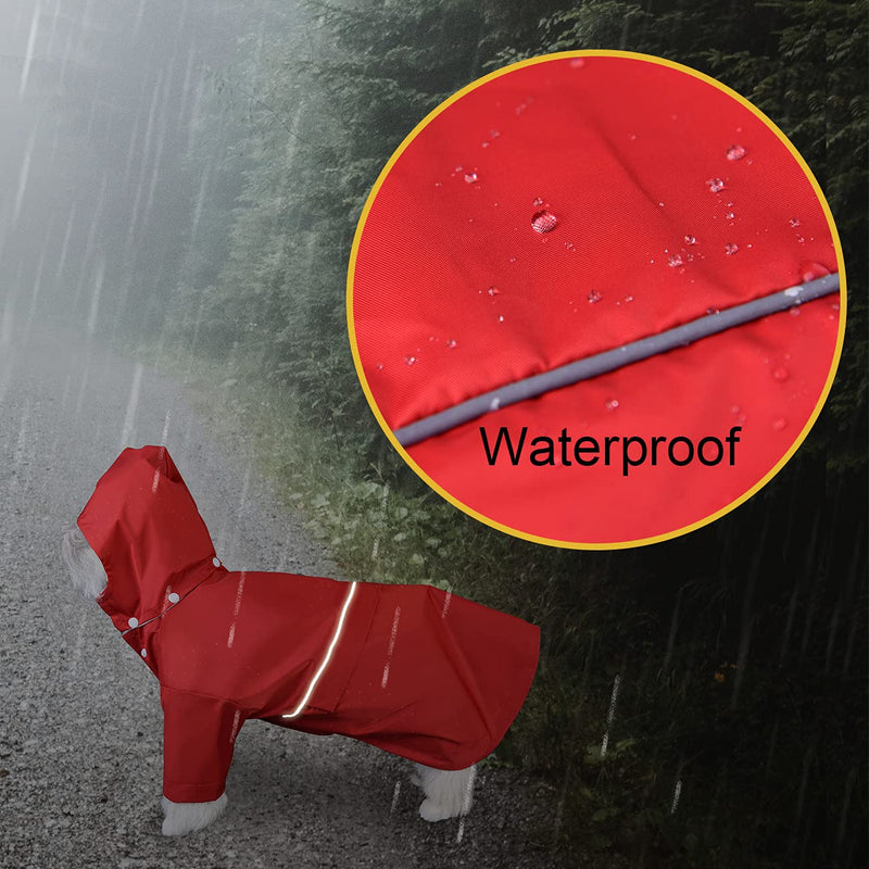 DOZCA Foldable Raincoats for Dogs with Hoods,Waterproof Rain Poncho with Reflective Strap,Lightweight Rainproof Slicker Clothes with Bells for Small Medium Pet Red - PawsPlanet Australia