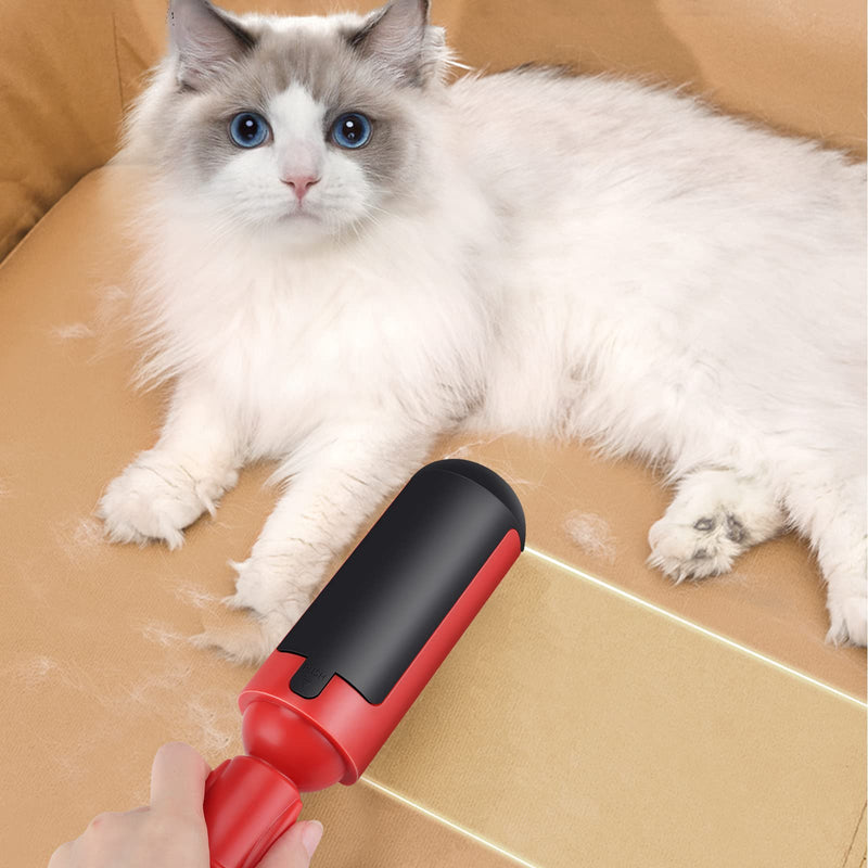 Onezebra Pet Hair Remover Reusable Lint Rollers Dust Remover Cat & Dog Hair Remover Roller Environmentally Friendly Pet Fur Remover Brushes for Clothes, Carpet & Rugs (Red + White) - PawsPlanet Australia
