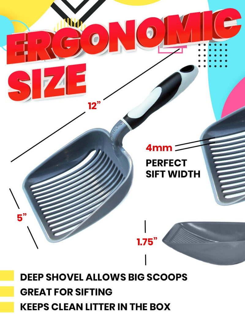 [Australia] - Sifter w/ Deep Shovel Litter Scoop - Designed by Cat Owners - Durable ABS Plastic Litter Scoop, Scooper." Solid Strong Handle. By iPrimio. Patented. 