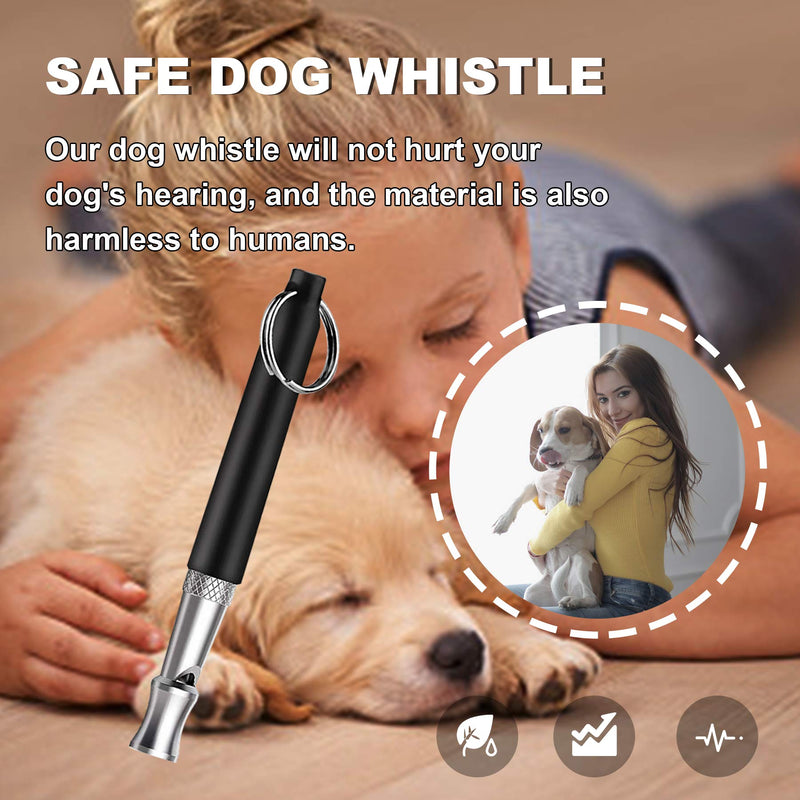 Howan Dog Training Whistle to Stop Barking, Professional Dogs Whistles- Trasonic Silent Dog Whistle Adjustable Frequencies, Dog Whistle for Recall Training Include Free Black Strap Lanyard (Black) - PawsPlanet Australia