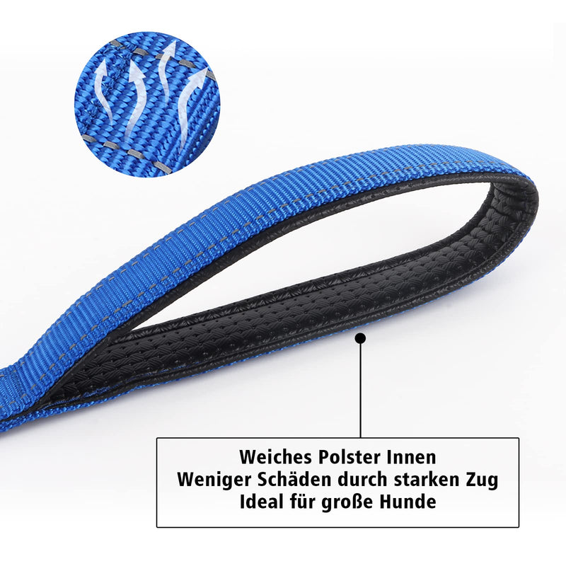 Lollanda dog leash, short leash dog 32cm, padded short leader, short leader dog, training leash for large medium dogs, drag leash for dogs (blue) Blue - PawsPlanet Australia