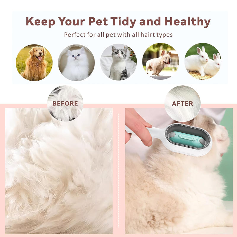 Pet Hair Removal Comb with Water Tank, 2 Pieces Multifunctional Pet 4 in 1 Cleaning Brush for Pet Hair, Universal Animal Knot Remover for Long & Short Haired Dogs pink+blue - PawsPlanet Australia