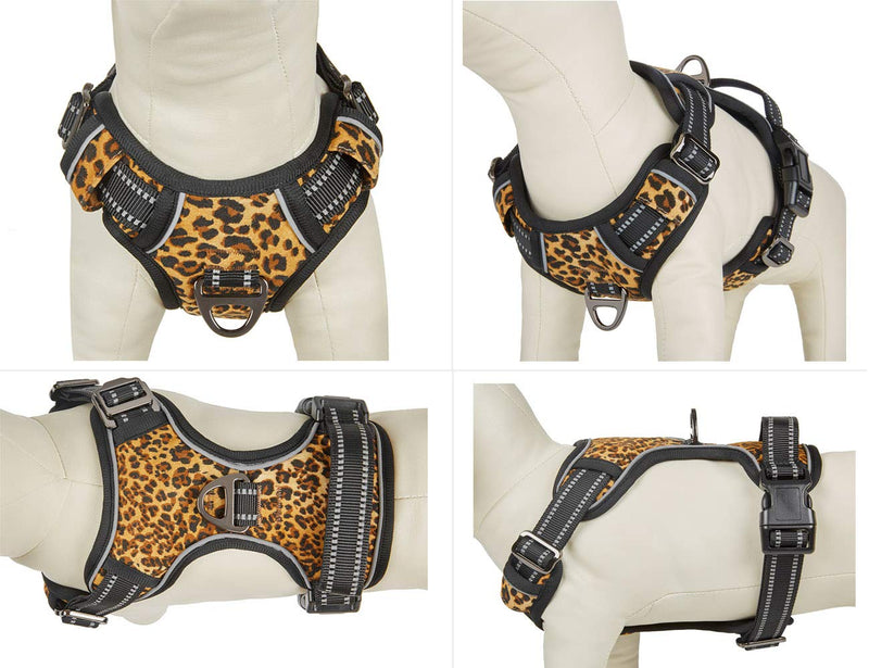 YUDOTE No Pull Reflective Dog Harness in Leopard Pattern, Adjustable Pet Vest with No Pull Front Clip, Easy Control Handle for Large Medium Dogs Walking Running Training Small(Neck 15.8"-20.5",Chest 19.3"-22.8") - PawsPlanet Australia