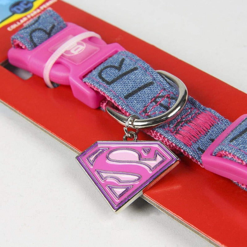 SuperGirl Dog Collar, Lightweight Adjustable Comfortable Soft Nylon, Outdoor Obedience, Dog Walking and Puppy Training Collar, Strong & Robust Buckle, Daily Use, Size M/L Denim - PawsPlanet Australia