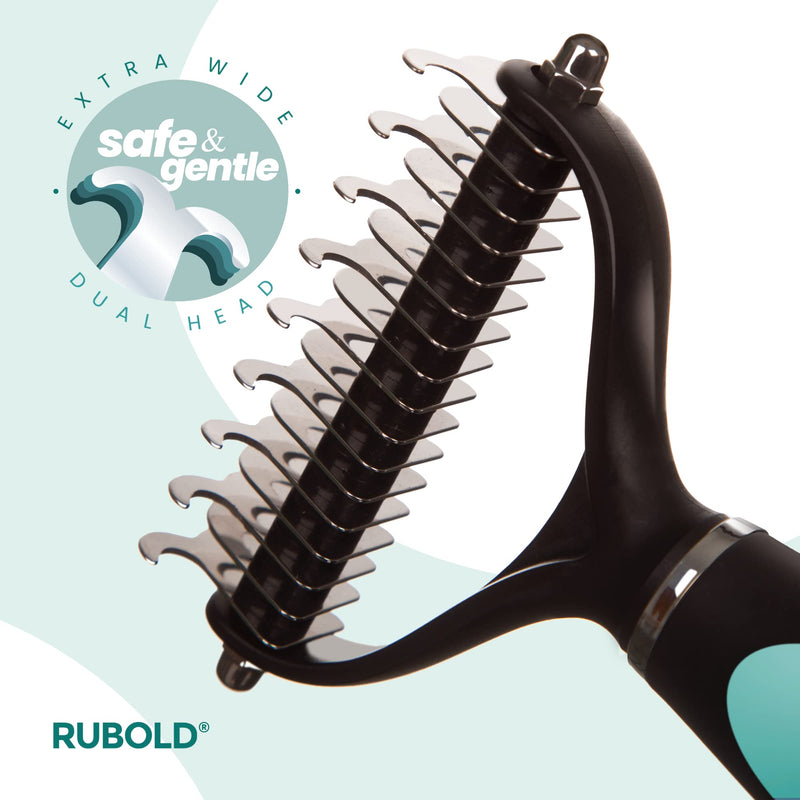 RUBOLD Dematting Tool for Dogs - Pet Safe Dematting Comb for Dogs - Cat and Dog Brush for Matted Hair - Undercoat Grooming Rake for Every Medium and Long Hair Dog and Other Pet - PawsPlanet Australia