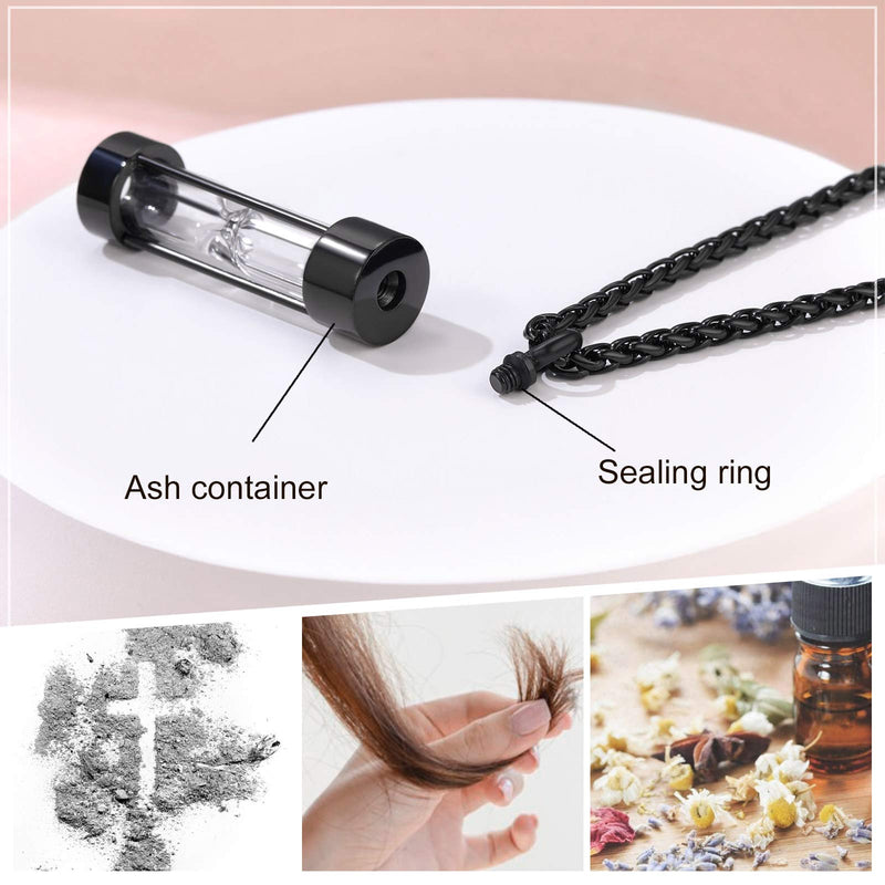 FindChic Waterproof Cremation Jewelry for Human Ashes Dog Cat Pet Memorial Necklace with Filling Kit Stainless Steel Vial Urn Necklace 01.hourglass-black 01. No Customise - PawsPlanet Australia
