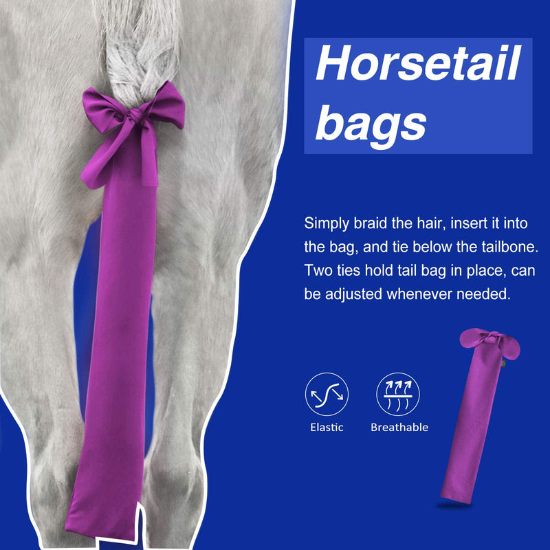 Harrison Howard Horse Tail Bag Comfortable Stretch Fabric Tail Guard Purple - PawsPlanet Australia