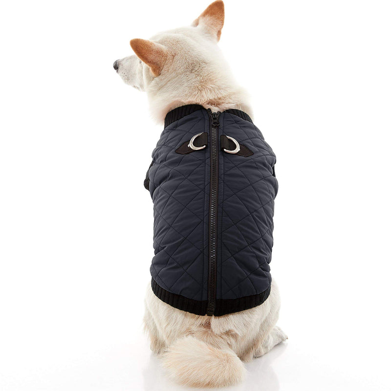 [Australia] - Gooby Fashion Dog Vest - Small Dog Sweater Bomber Dog Jacket Coat with D Ring Leash and Zipper Closure - Dog Clothes for Small Dogs Girl or Boy for Indoor and Outdoor Use X-Small chest (~9.5") Black 