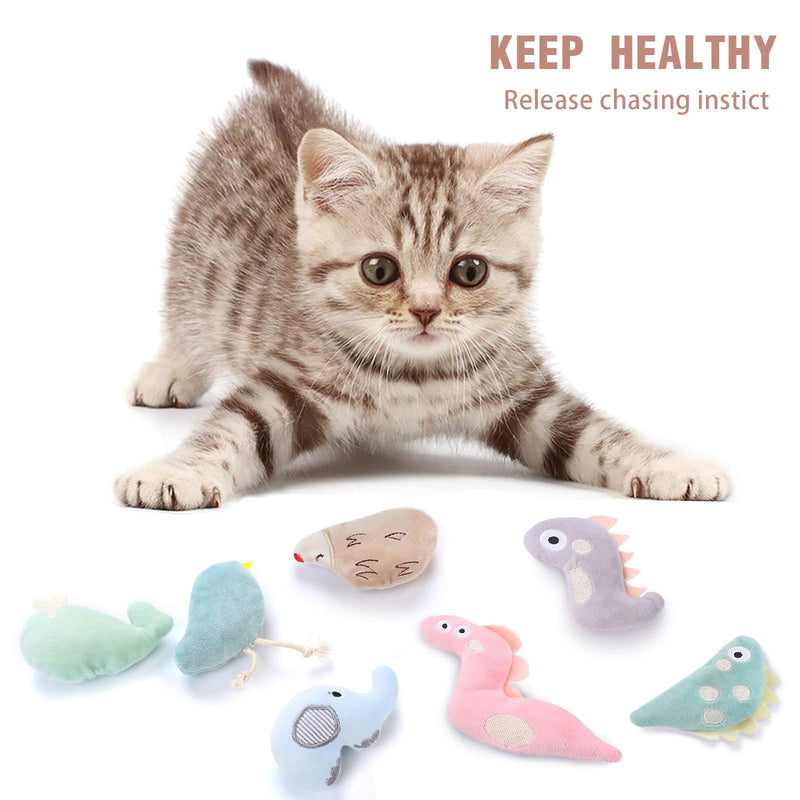 MOSNOW 7 Pcs Cat Catnip Toys, Interactive Cat Toys Cartoon Catnip Chew Toys Soft Plush Cat Pillow Entertaining Toys for Pet Kitten Cat Playing Chewing Grinding Claw Teeth Cleaning - PawsPlanet Australia