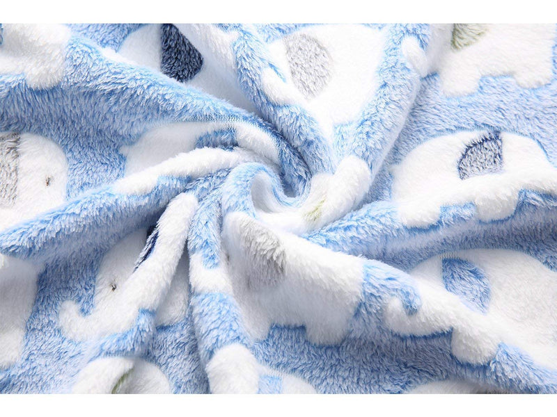 1 Pack 3 Blankets Super Soft Fluffy Premium Cute Elephant Pattern Pet Blanket Flannel Throw for Dog Puppy Cat Large (Pack of 3) Blue/Pink/Yellow - PawsPlanet Australia