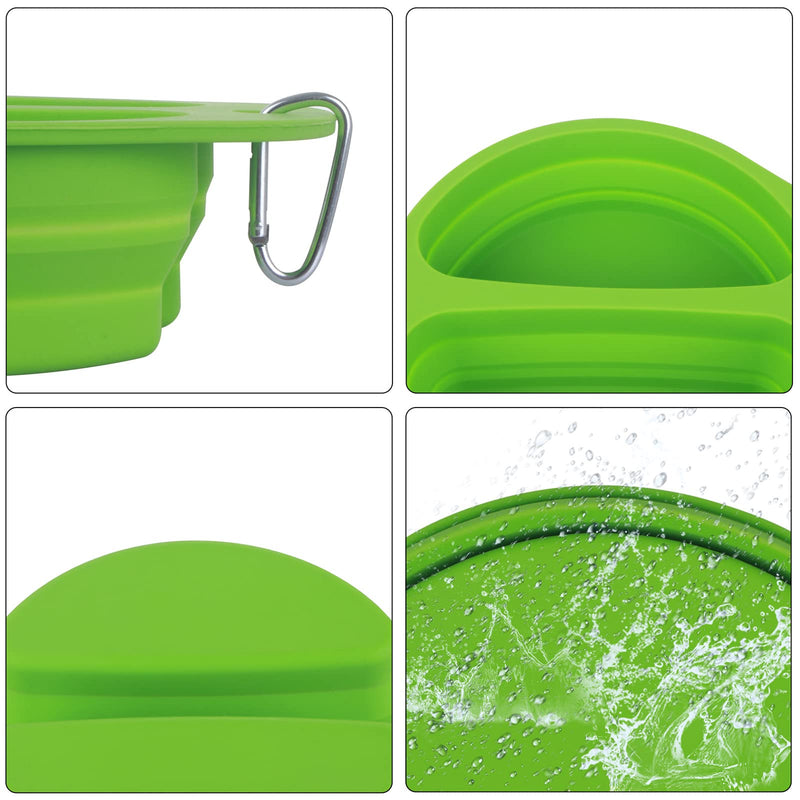 SLSON Collapsible Dog Bowl Portable Dog Bowl 800ml 2 in 1 Dog Food Water Bowl with Carabiner Foldable Pet Travel Bowl for Outdoor Activity, Green - PawsPlanet Australia