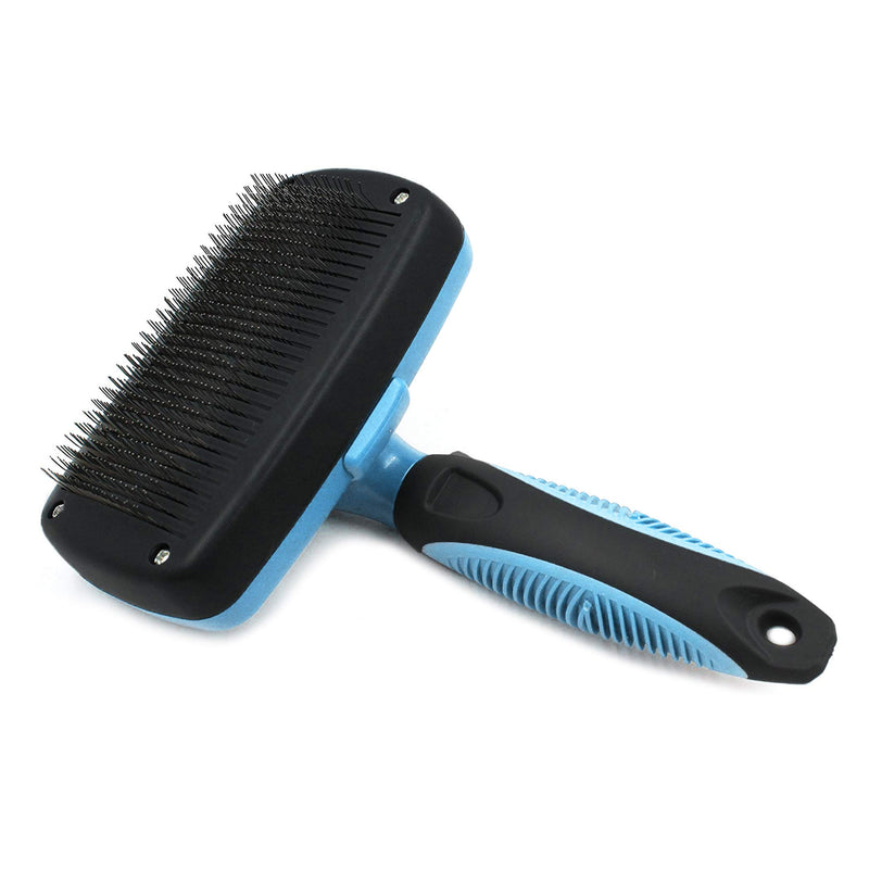 [Australia] - Pets First SELF CLEANING SLICKER BRUSH for PETS DOGS & CATS - Retractable Design for Quick & Easy Pet Fur Removal - Fine & SAFE Bristles To Detangle & Massage DOG SKIN or CAT SKIN – NEW SPECIAL DESIGN 