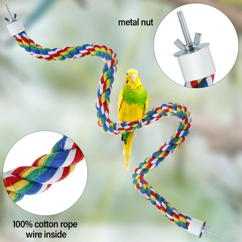 Bird Perch- Cage Rope for Parrot/Parakeet/Cockatiel Bungee Toy Comfy Colorful (31.5 Inch Long, Metal Nuts) 31.5 Inch Long - PawsPlanet Australia