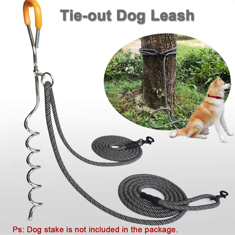 MayPaw Multi-Functional Dog Lead, Tie-Out Dog Leash/Hands-Free Dog Leash/Double Dog Leash for Large Medium Small Pets, 16ft black 1/3" * 16ft - PawsPlanet Australia