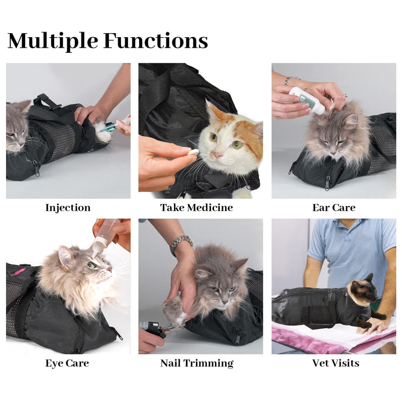 Yuehuamech Cat Grooming Bag Pet Restrack Bag Nail Clipping Cleaning Trimming Bags Anti-Lead Scratch-Resistant Mesh Bag for Cutting Nails Bathing Ride - PawsPlanet Australia
