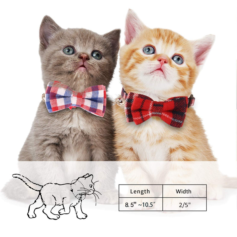[Australia] - Cat Collar Breakaway with Cute Bow Tie and Bell Adjustable Pet Collar for Kitty and Puppy Orange 