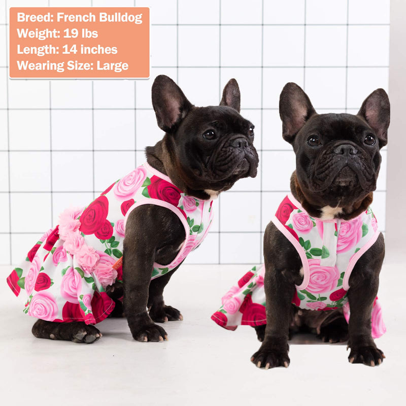 KYEESE Floral Dogs Dresses Rose with Flowers Decor Eelgant Princess Doggie Dress for Small Dogs Spring Summer Cat Dress Dog Clothes XS (2.5-3.5lbs) - PawsPlanet Australia