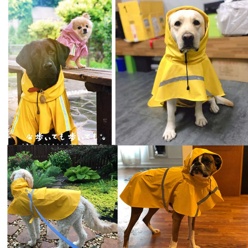 HAPEE Dog Raincoats for Large Dogs with Reflective Strip Hoodie,Rain Poncho Jacket for Dogs L (Back Length 20") A1-Yellow - PawsPlanet Australia