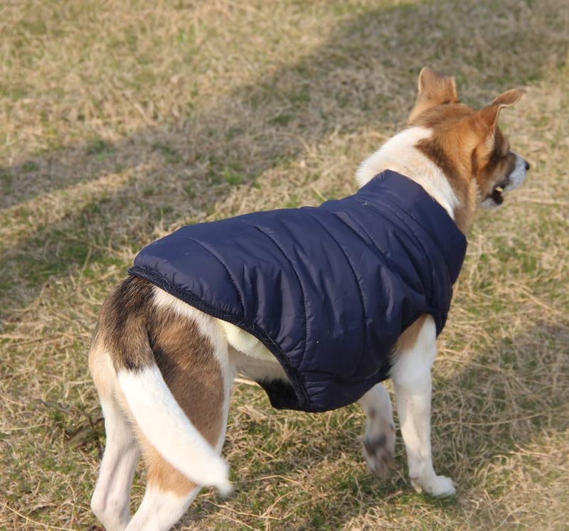 JoyDaog 2 Layers Fleece Lined Warm Dog Jacket for Puppy Winter Cold Weather,Soft Windproof Small Dog Coat XX-Large (Pack of 1) Blue - PawsPlanet Australia