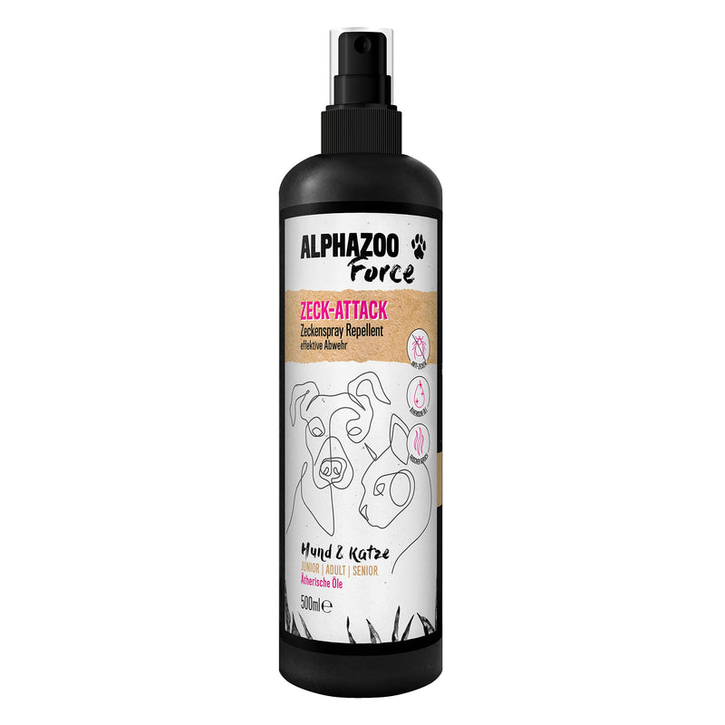 Alphazoo anti tick spray 500 ml, tick attack for dogs, cats, horses, natural tick agent with immediate effect, long-term tick protection against parasites, vermin, quick and effective control - PawsPlanet Australia
