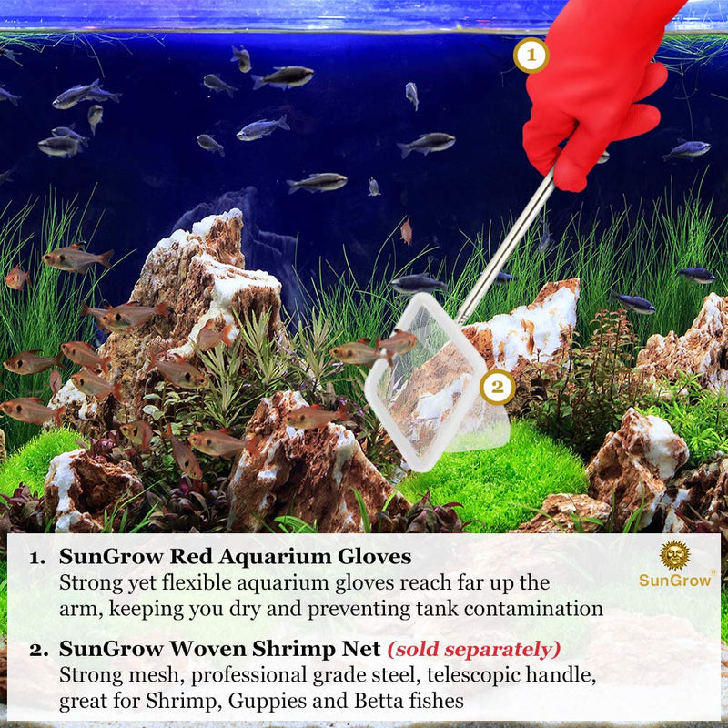 SunGrow Aquarium Water Change Gloves (18"), Keep Hands & Arms Dry, Ensures Regular Fish Tank Maintenance, Elastic forearm seals, Heavy-duty construction, 1-Pair - PawsPlanet Australia