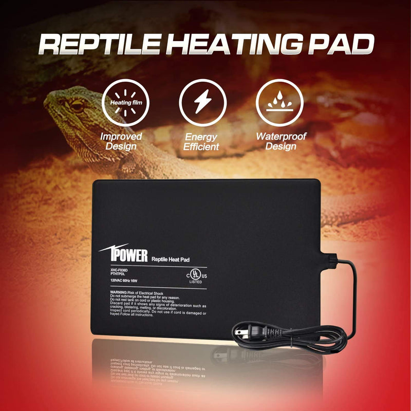 iPower PTHTPDCTRLV2HTPDL 8"x12" Reptile Heating Pad Under Tank Terrarium Heat Mat with Digital Thermostat Temperature Controller for Small Animals - PawsPlanet Australia