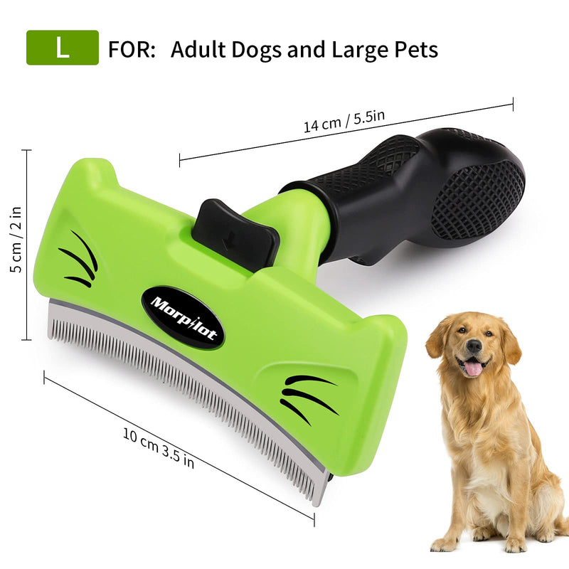 Morpilot Pet Grooming Brush, Deshedding Dog Brush with Quick Self Cleaning, Professional Pet Comb Removes Loose Hair and Combats Reduces Shedding Up To 95%, Deshedding Brush for Dogs and Cats (L) Size£ºL - PawsPlanet Australia