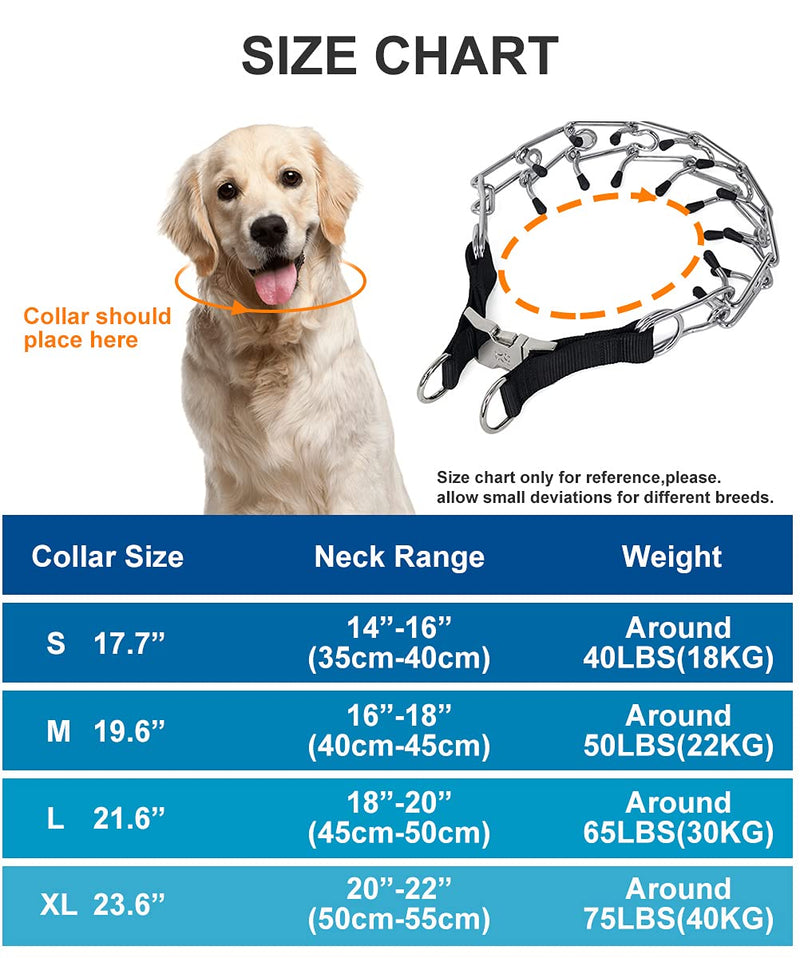 Companet Dog Prong Collar with 5 FT Leash,Dog Correction Collar for Small Medium Dogs,Stainless Steel Adjustable Dog Training Collar with Comfort Rubber Tips S (Neck Girth:14"--16'') Prong Collar+Leash - PawsPlanet Australia