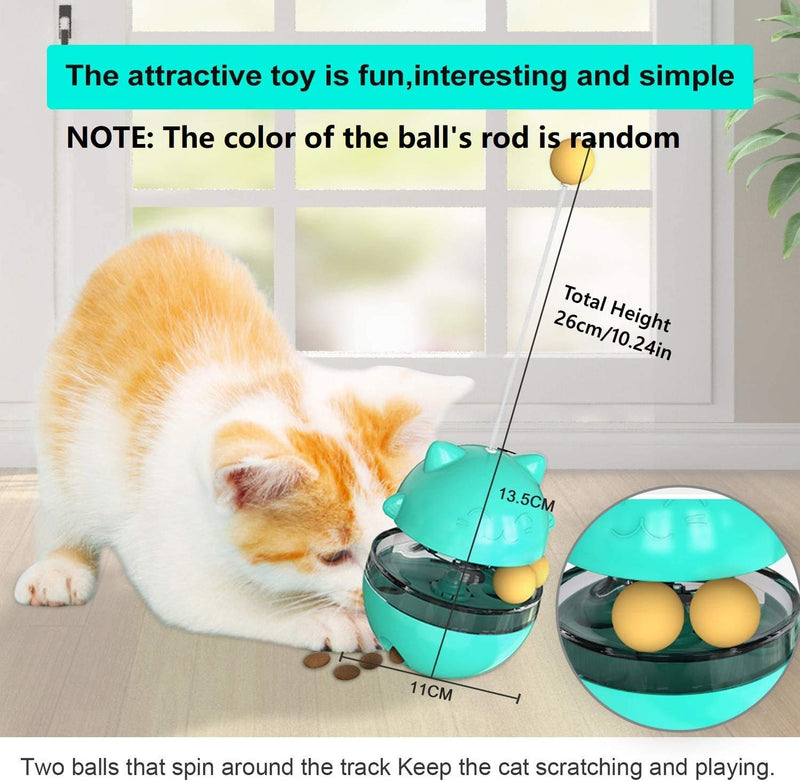 ANTERY Cat Toy Ball, 4 in 1 Cat Tumbler Toy Cat Slow Feeder Ball Tumbler Shaped Detachable Wand Cat Anxiety Relief Cat Toy Ball Cat Food Treat (Blue) Blue - PawsPlanet Australia