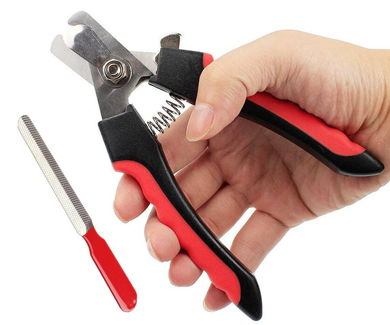 PIPITAO Professional Pet Nail Clippers Dog Claw Trimmers with Free Nail File,Protective Guard,Safety Lock and Non-Slip Handles,Suitable for Dogs,Cats and Small Animals Grooming(X-Large,Red) X-Large Red - PawsPlanet Australia