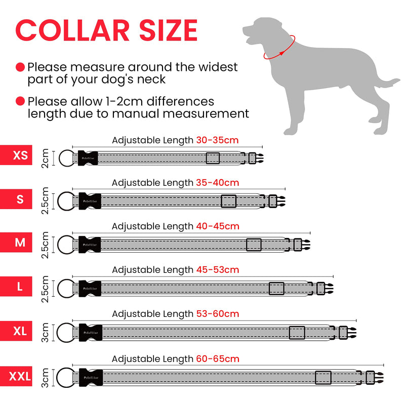 PcEoTllar Dog Collar Adjustable Soft Padded Dog Collar Neoprene Nylon Reflective Collar Breathable Adjustable with ID Tag for Small Medium Large Dogs, Red-S S(35-40cm) - PawsPlanet Australia