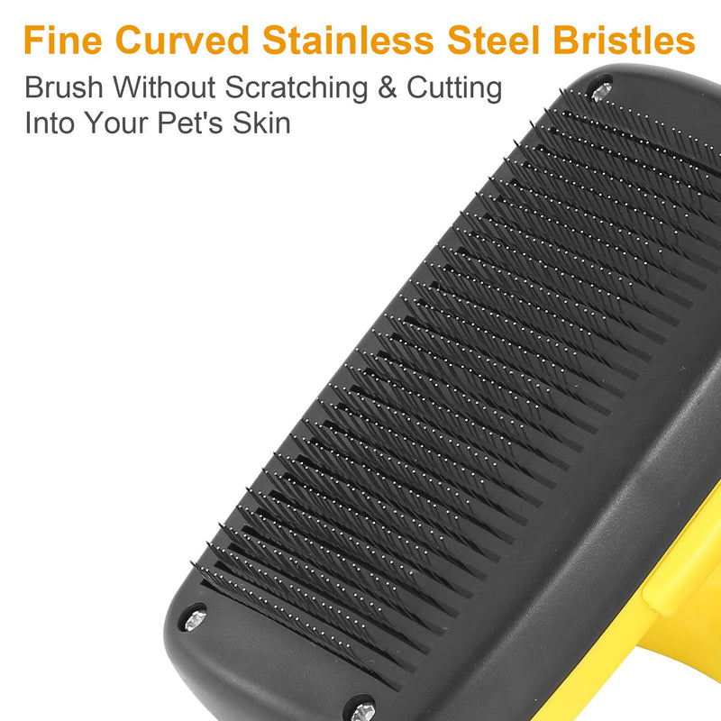 [Australia] - iMounTEK Professional Self-Cleaning Slicker Brush Grooming Tool for Dogs and Cats with Ergonomic Handle, Removes Mats, Tangles, and Loose Shedding Hair, Ensures A Healthy Coat & Blood Circulation 