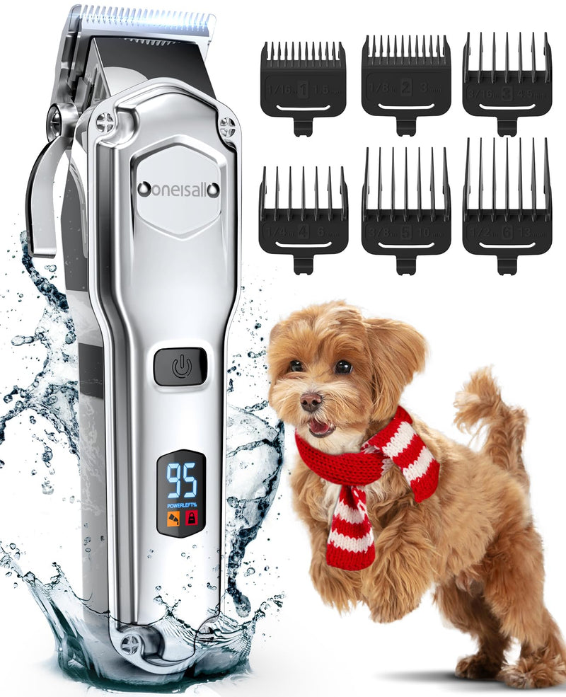 oneisall Quiet dog clipper with dense fur, IPX7 waterproof clipper for dogs and cats, professional dog trimmer for thick, long and curly animal hair - PawsPlanet Australia