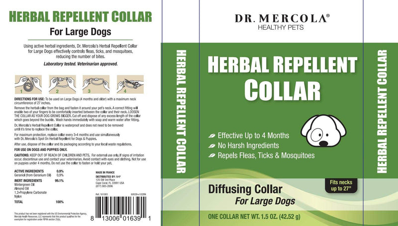 Dr. Mercola Herbal Repellent Collar for Large Dogs, Toxin Free - PawsPlanet Australia