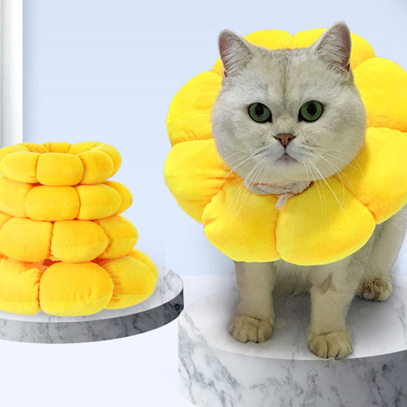 XSQD Neck Collar Cat Collar Soft Cat Protective Collar Anti Bite Safety Adjustable Protective Collar, Recovery After Surgery or Wound, Pets Small Dogs Kittens (M) Yellow M - PawsPlanet Australia