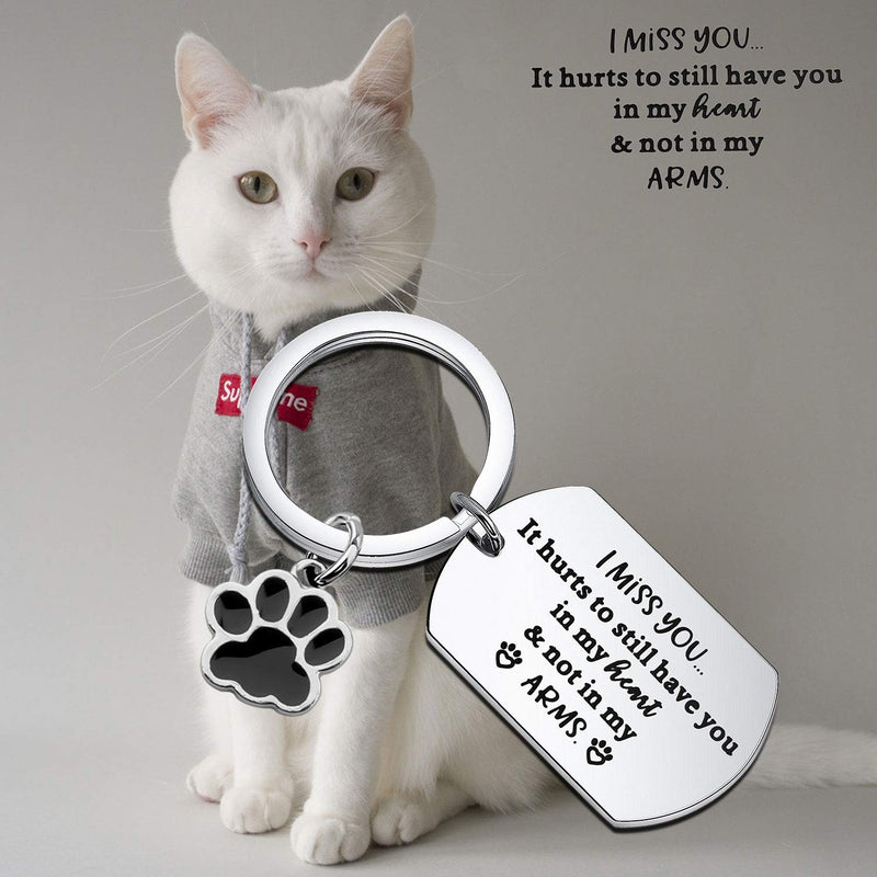 [Australia] - BAUNA Pet Memorial Gift Keychain It Hurts to Still Have You in My Heart Dog Cat Remembrance Jewelry Keyrings for Pet Loss 